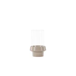 VENTURE DESIGN Davida lysestage, rund - klar glas og beige stentj (13xH20)