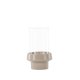 VENTURE DESIGN Davida lysestage, rund - klar glas og beige stentj (13xH20)