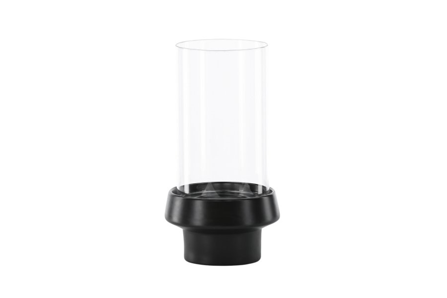 VENTURE DESIGN Davida lysestage, rund - klar glas og sort stentj (15xH29)