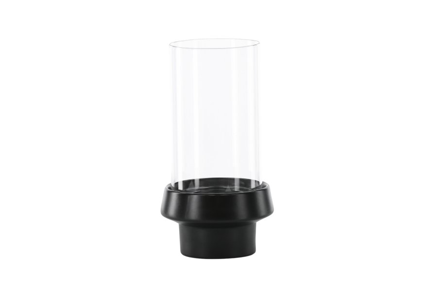 VENTURE DESIGN Davida lysestage, rund - klar glas og sort stentj (15xH29)