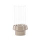 VENTURE DESIGN Davida lysestage, rund - klar glas og beige stentj (15xH29)