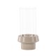 VENTURE DESIGN Davida lysestage, rund - klar glas og beige stentj (15xH29)