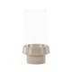 VENTURE DESIGN Davida lysestage, rund - klar glas og beige stentj (15xH29)
