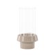VENTURE DESIGN Davida lysestage, rund - klar glas og beige stentj (15xH29)