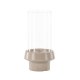 VENTURE DESIGN Davida lysestage, rund - klar glas og beige stentj (15xH29)