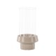 VENTURE DESIGN Davida lysestage, rund - klar glas og beige stentj (15xH29)