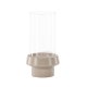 VENTURE DESIGN Davida lysestage, rund - klar glas og beige stentj (15xH29)