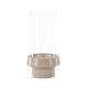 VENTURE DESIGN Davida lysestage, rund - klar glas og beige stentj (15xH29)