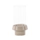 VENTURE DESIGN Davida lysestage, rund - klar glas og beige stentj (15xH29)