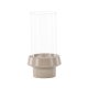 VENTURE DESIGN Davida lysestage, rund - klar glas og beige stentj (15xH29)
