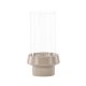 VENTURE DESIGN Davida lysestage, rund - klar glas og beige stentj (15xH29)