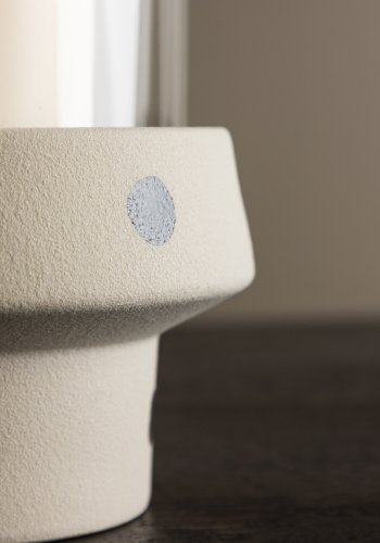 VENTURE DESIGN Davida lysestage, rund - klar glas og hvid/sorte prikker stentj (15xH29)