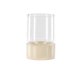 VENTURE DESIGN Vica lysestage, rund - glas og beige/sorte prikker stentj (D8xH12xB8)
