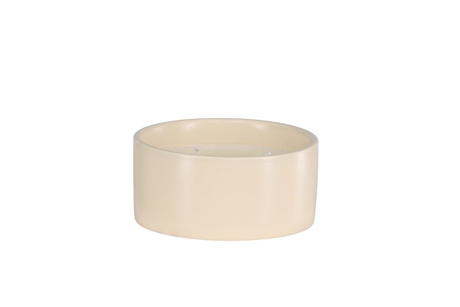 VENTURE DESIGN Douglas duftlys, rund - 25% sojavoks, 25% paraffin, beige keramik (D13xH6)