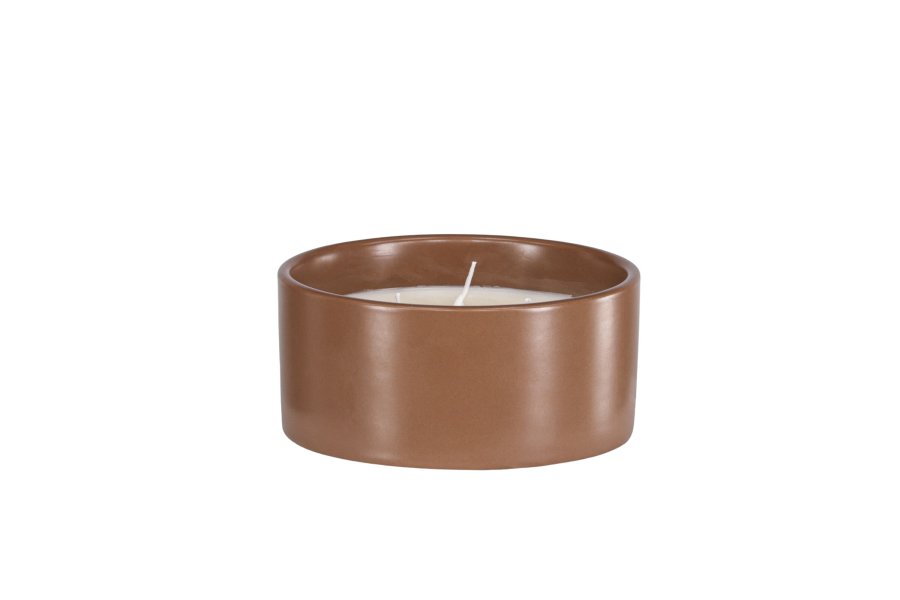 VENTURE DESIGN Douglas duftlys, rund - 25% sojavoks, 25% paraffin, brun keramik (D13xH6)