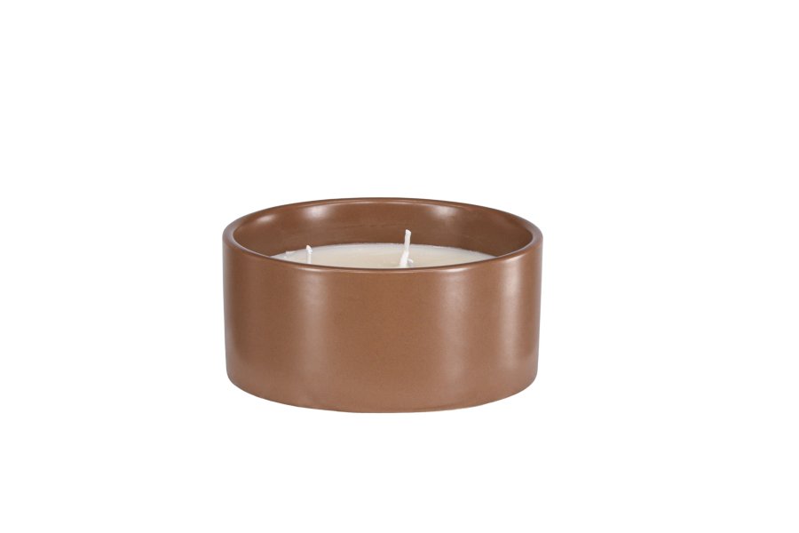 VENTURE DESIGN Douglas duftlys, rund - 25% sojavoks, 25% paraffin, brun keramik (D13xH6)