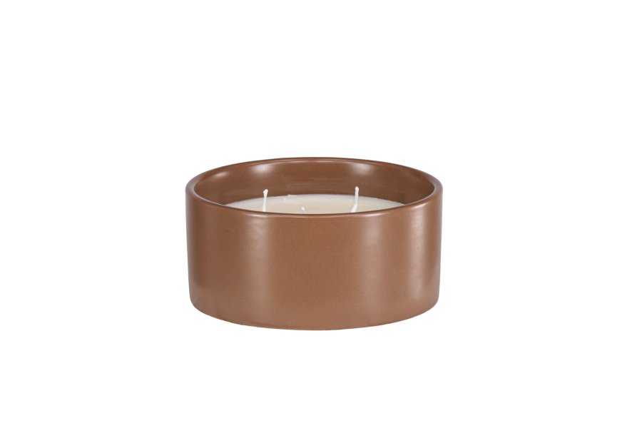 VENTURE DESIGN Douglas duftlys, rund - 25% sojavoks, 25% paraffin, brun keramik (D13xH6)