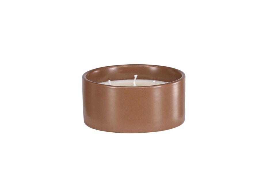 VENTURE DESIGN Douglas duftlys, rund - 25% sojavoks, 25% paraffin, brun keramik (D13xH6)