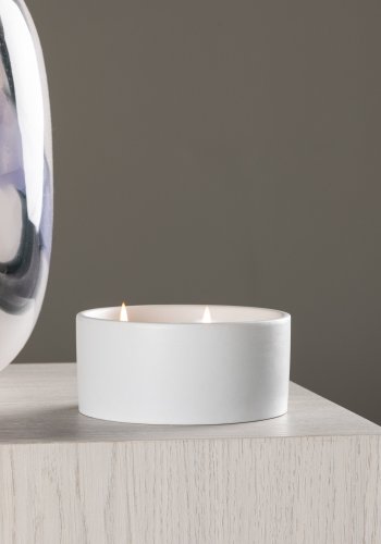VENTURE DESIGN Douglas duftlys, rund - 25% sojavoks, 25% paraffin, offwhite keramik (D13xH6)