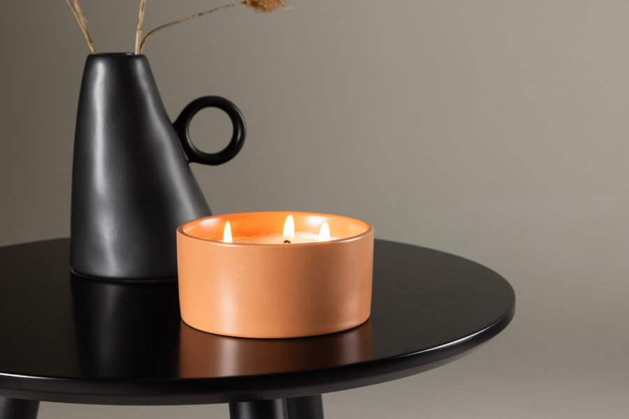 VENTURE DESIGN Douglas duftlys, rund - 25% sojavoks, 25% paraffin, ristet keramik (D13xH6)