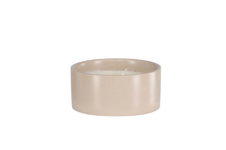 VENTURE DESIGN Douglas duftlys, rund - 25% sojavoks, 25% paraffin, beige keramik (D13xH6)