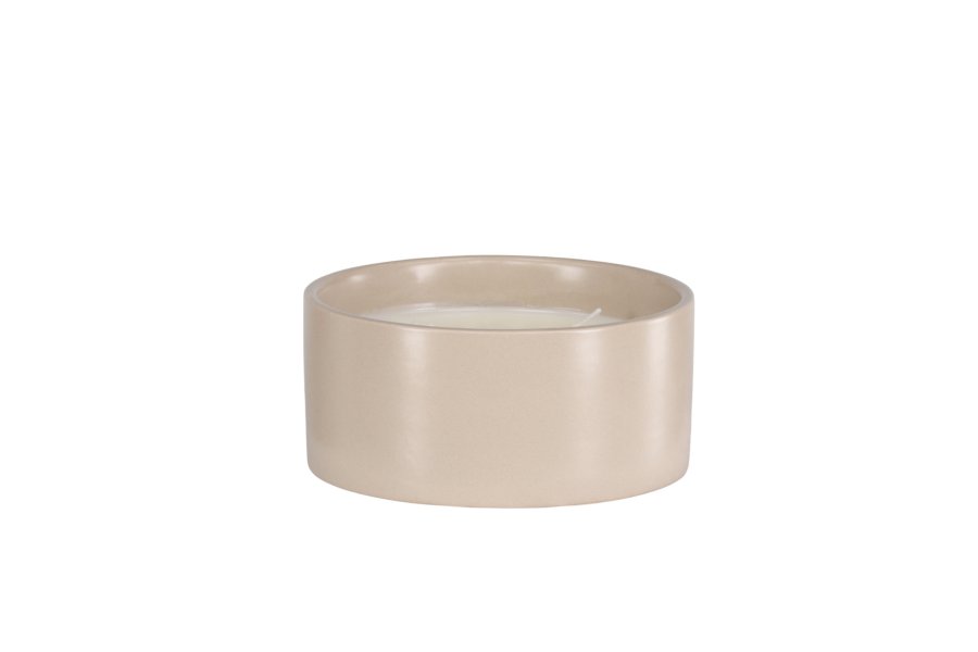 VENTURE DESIGN Douglas duftlys, rund - 25% sojavoks, 25% paraffin, beige keramik (D13xH6)