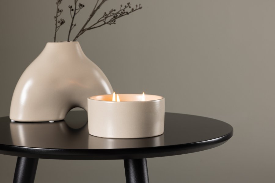 VENTURE DESIGN Douglas duftlys, rund - 25% sojavoks, 25% paraffin, beige keramik (D13xH6)