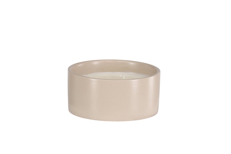 VENTURE DESIGN Douglas duftlys, rund - 25% sojavoks, 25% paraffin, beige keramik (D13xH6)