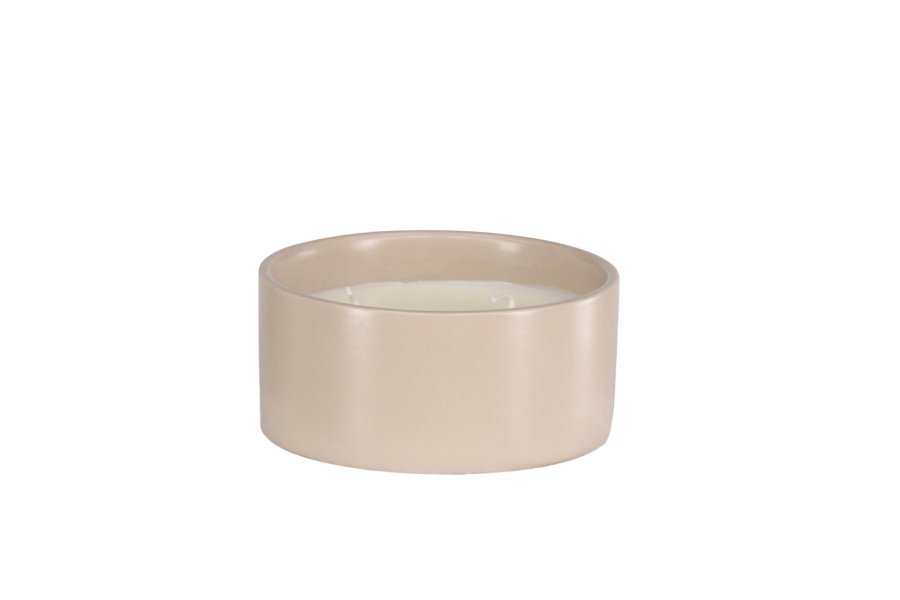 VENTURE DESIGN Douglas duftlys, rund - 25% sojavoks, 25% paraffin, beige keramik (D13xH6)