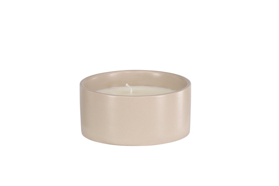 VENTURE DESIGN Douglas duftlys, rund - 25% sojavoks, 25% paraffin, beige keramik (D13xH6)