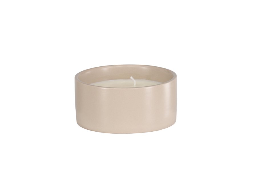 VENTURE DESIGN Douglas duftlys, rund - 25% sojavoks, 25% paraffin, beige keramik (D13xH6)