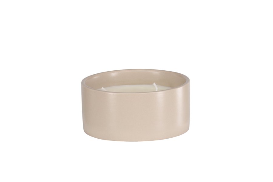 VENTURE DESIGN Douglas duftlys, rund - 25% sojavoks, 25% paraffin, beige keramik (D13xH6)