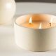 VENTURE DESIGN Douglas duftlys, rund - 25% sojavoks, 25% paraffin, beige/sorte prik keramik (D13xH6)