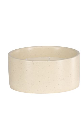 VENTURE DESIGN Douglas duftlys, rund - 25% sojavoks, 25% paraffin, beige/sorte prik keramik (D13xH6)