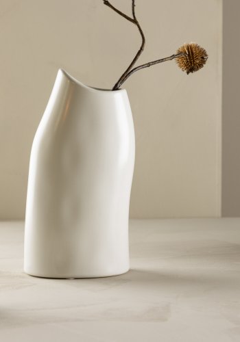 VENTURE DESIGN Ernst vase - hvid stentj (12x9x23H)