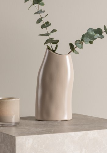 VENTURE DESIGN Ernst vase - mrk beige stentj (12x9x23H)