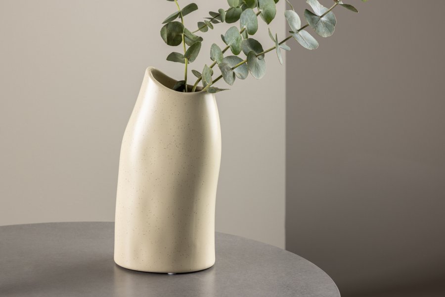 VENTURE DESIGN Ernst vase - beige/sorte prikker stentj (12x9x23H)