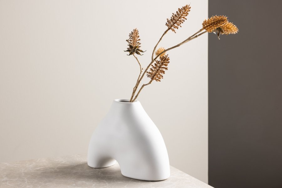 VENTURE DESIGN Kento vase - hvid stentj (21x8x15H)