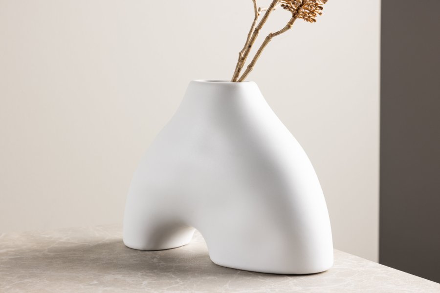 VENTURE DESIGN Kento vase - hvid stentj (21x8x15H)