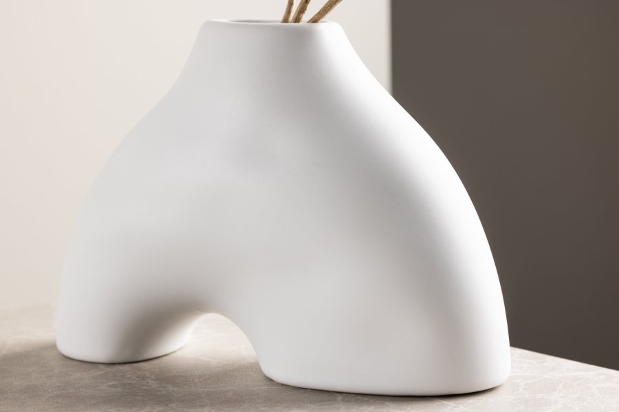 VENTURE DESIGN Kento vase - hvid stentj (21x8x15H)