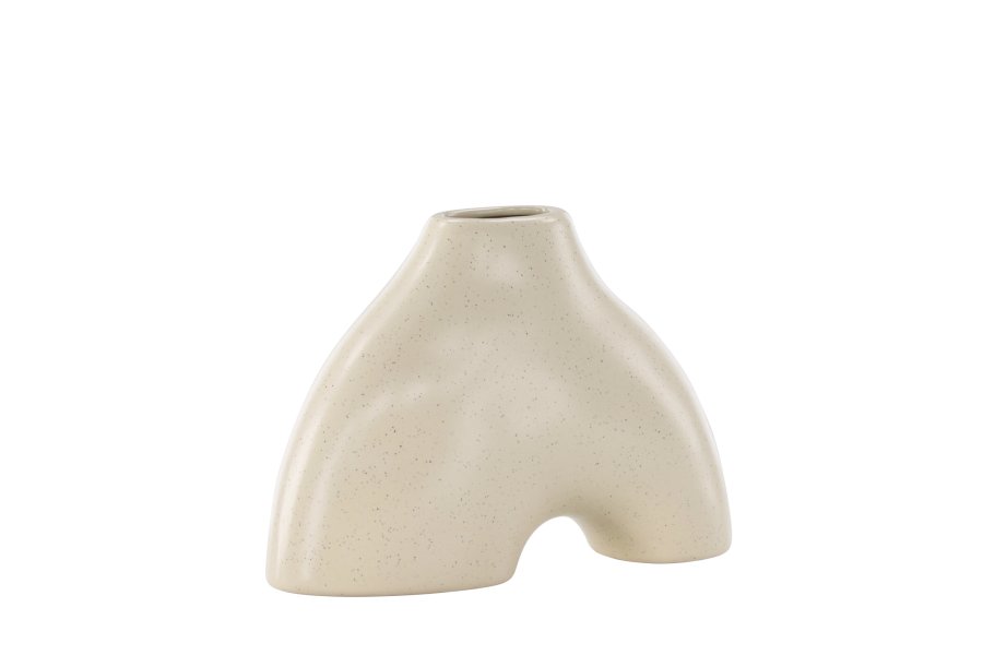 VENTURE DESIGN Kento vase - beige/sorte prikker stentj (21x8x15H)