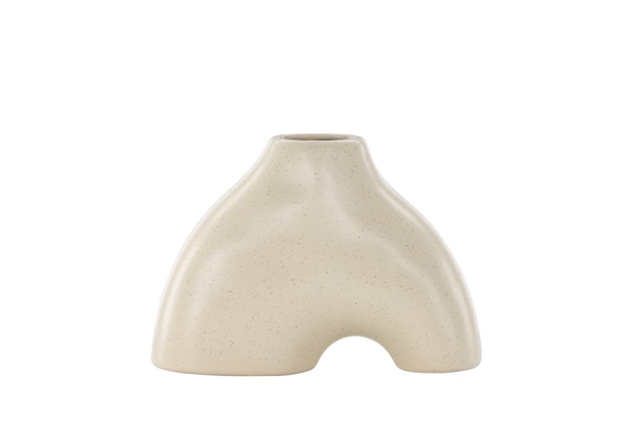 VENTURE DESIGN Kento vase - beige/sorte prikker stentj (21x8x15H)