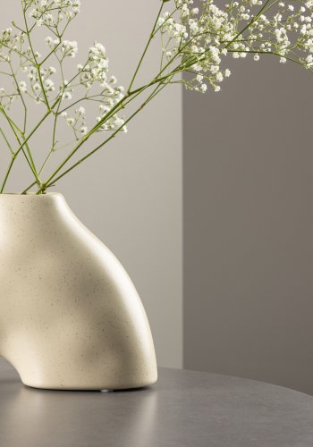 VENTURE DESIGN Kento vase - beige/sorte prikker stentj (21x8x15H)