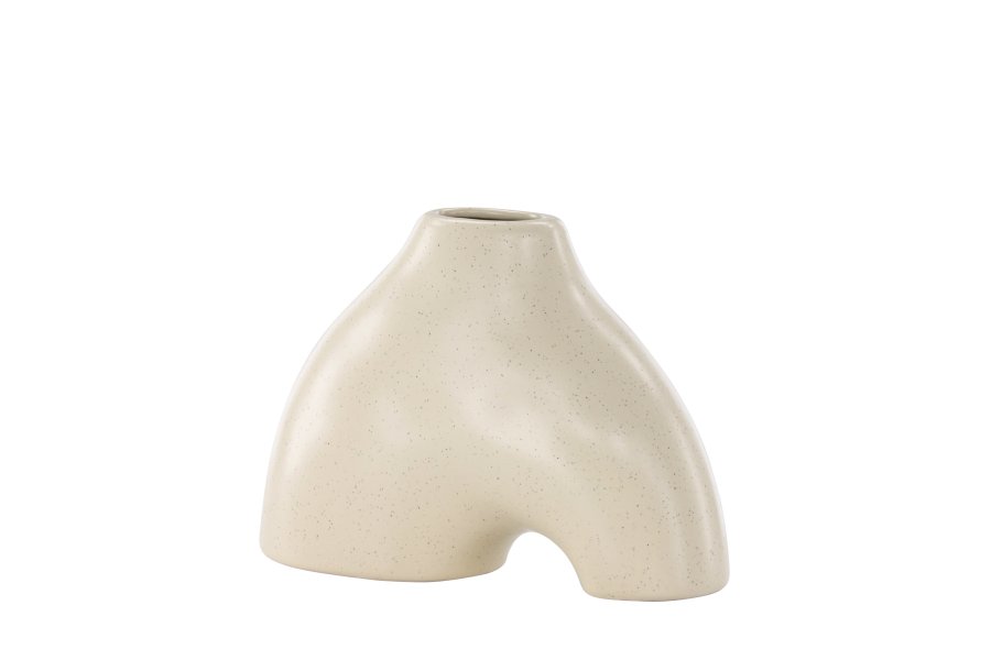 VENTURE DESIGN Kento vase - beige/sorte prikker stentj (21x8x15H)