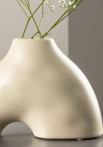 VENTURE DESIGN Kento vase - beige/sorte prikker stentj (21x8x15H)