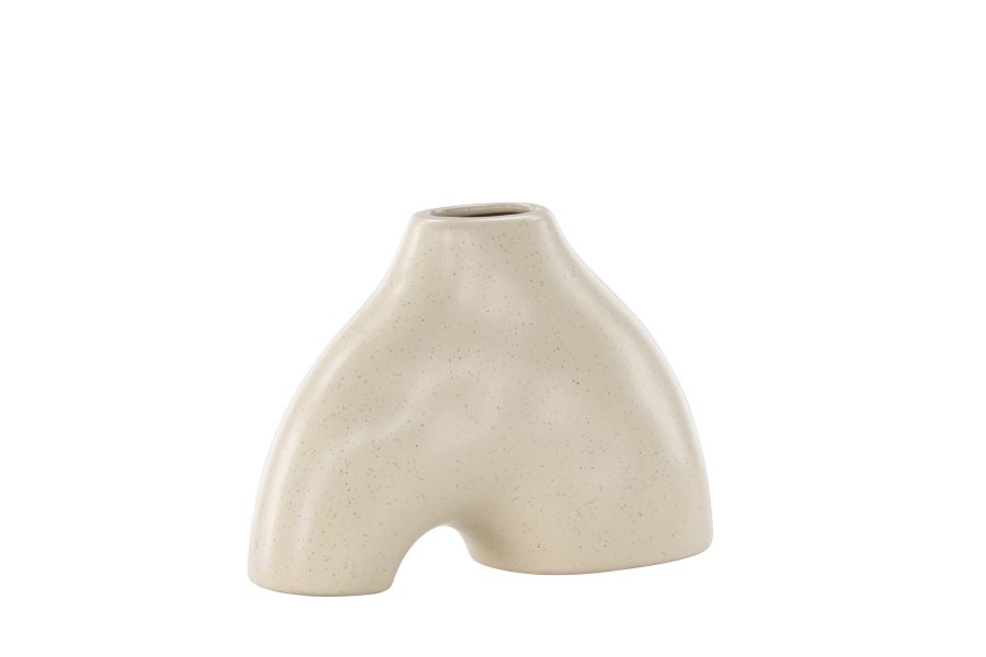 VENTURE DESIGN Kento vase - beige/sorte prikker stentj (21x8x15H)