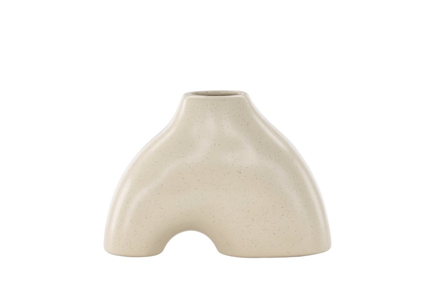 VENTURE DESIGN Kento vase - beige/sorte prikker stentj (21x8x15H)
