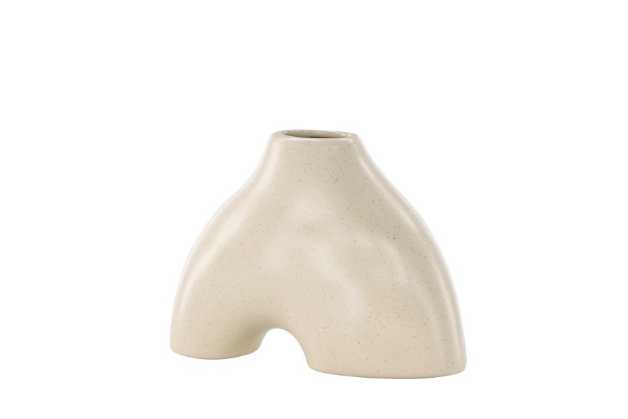 VENTURE DESIGN Kento vase - beige/sorte prikker stentj (21x8x15H)