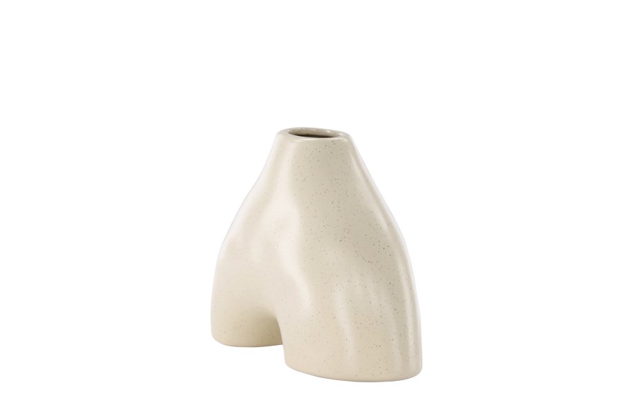 VENTURE DESIGN Kento vase - beige/sorte prikker stentj (21x8x15H)