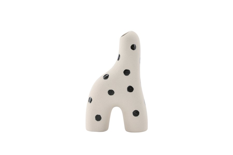 VENTURE DESIGN Aya vase - hvid/sorte prikker stentj (9x4x16H)